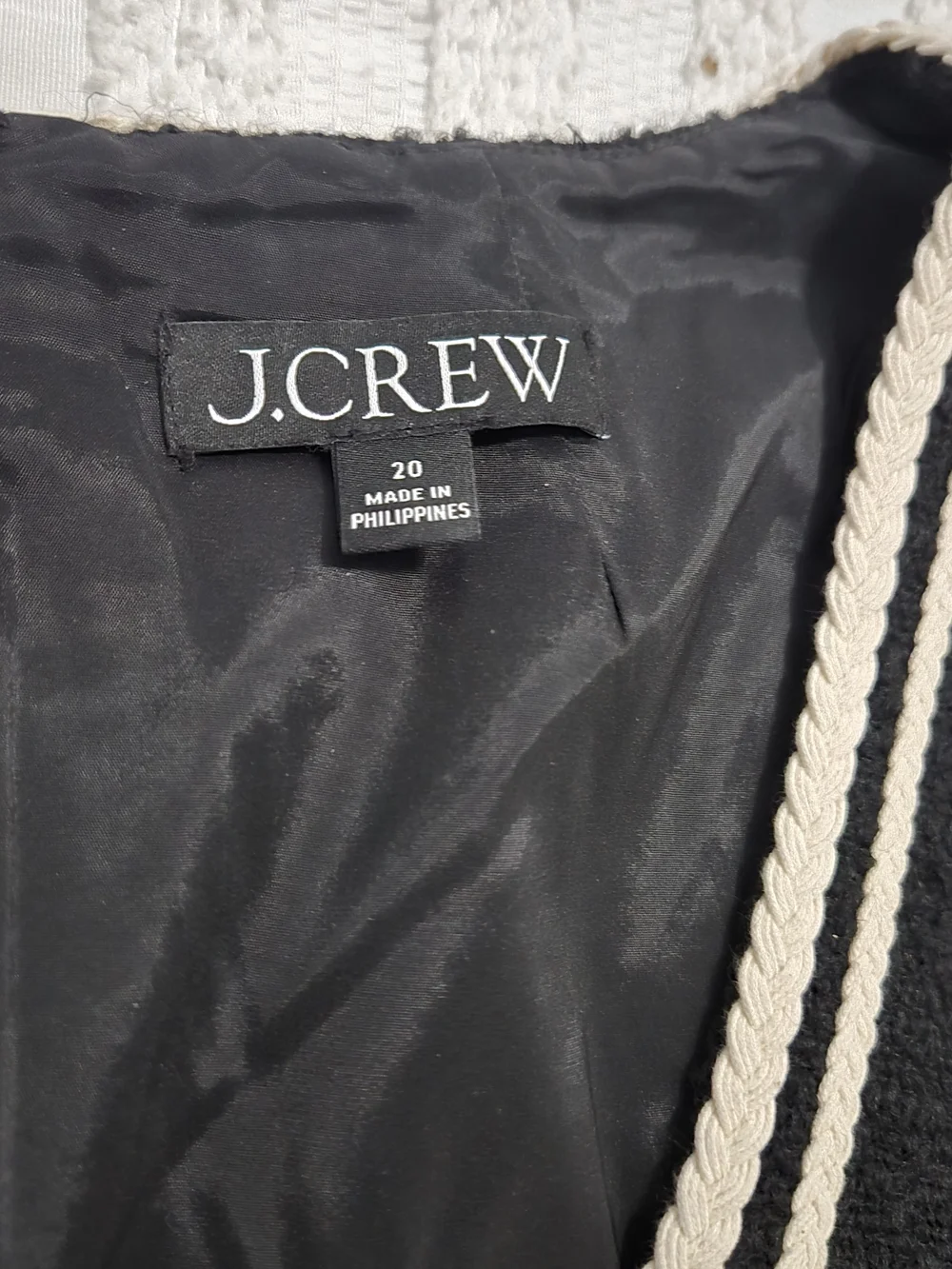 J. Crew - Sophia Tweed Sleeveless Mini Dress - Black w/Cream Piping